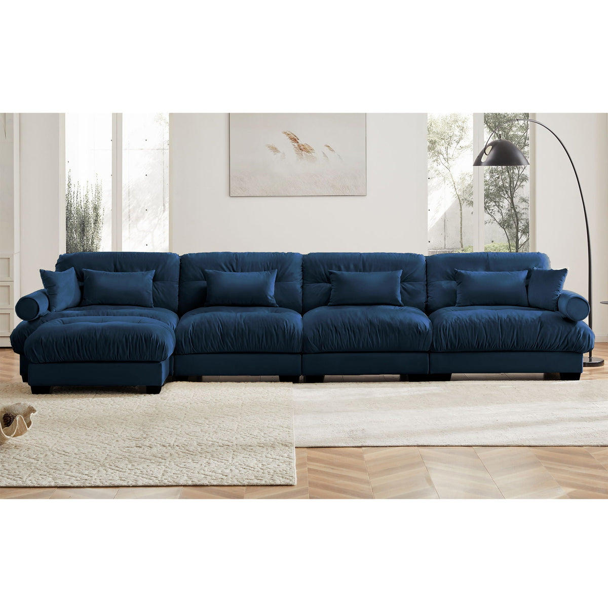 Super Comfort Oversized Modular Sectional Sofa With Movable Ottoman