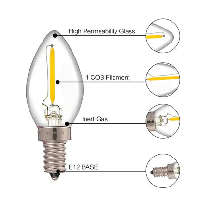 E14 clear glass dimmable led filament bulb dining room candle light