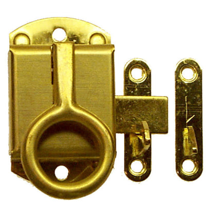 Ring Pull Cabinet Latch Brass or Nickel Finish, 2" x 1-1/4", Includes Flush Mount & Offset Catch