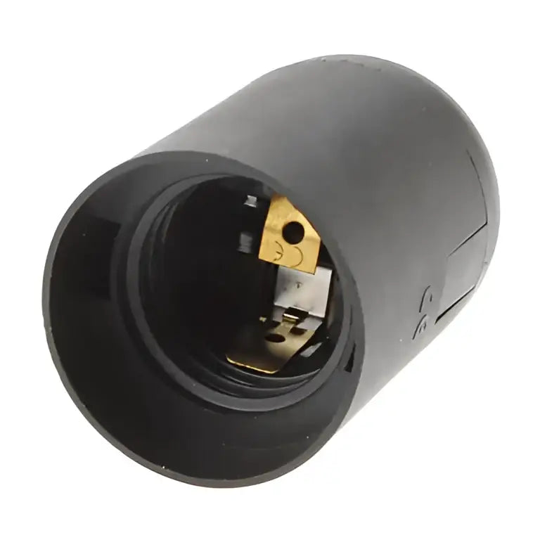 E27 lamp bulb holder fitting black & white plastic socket – living room