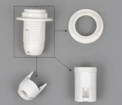 E27 lamp bulb holder fitting black & white plastic socket – living room