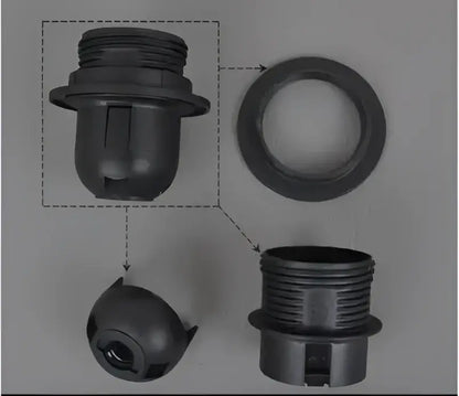 E27 lamp bulb holder fitting black & white plastic socket – living room