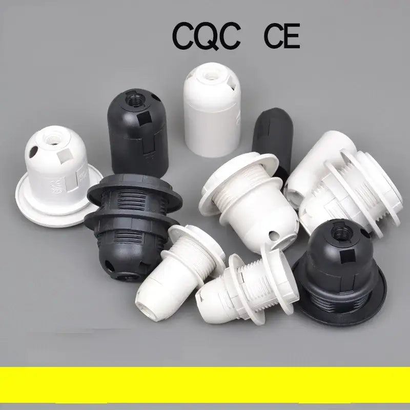 E27 lamp bulb holder fitting black & white plastic socket – living room