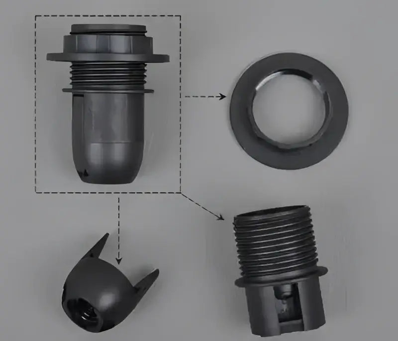 E27 lamp bulb holder fitting black & white plastic socket – living room