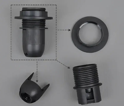 E27 lamp bulb holder fitting black & white plastic socket – living room