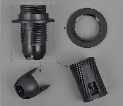 E27 lamp bulb holder fitting black & white plastic socket – living room