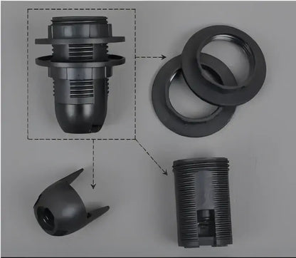 E27 lamp bulb holder fitting black & white plastic socket – living room