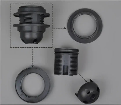 E27 lamp bulb holder fitting black & white plastic socket – living room