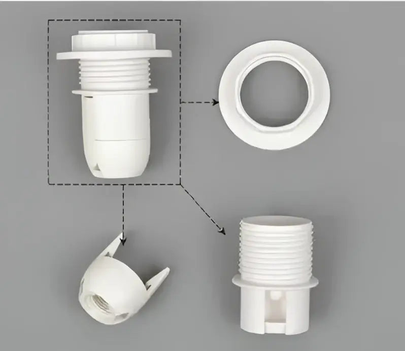 E27 lamp bulb holder fitting black & white plastic socket – living room