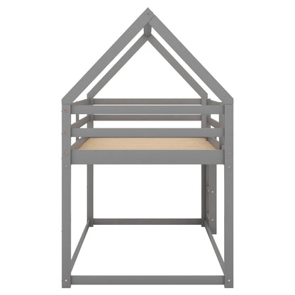 Low Bunk Bed With House Shaped Frame And Ladder