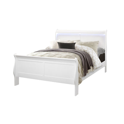 Charlston - Modern Sleigh Design Bed With LED