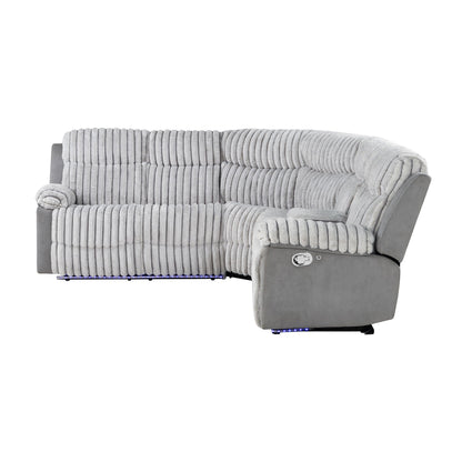 Bruni - Sectional Sofa With LED Lighting And Manual Recline - Gray