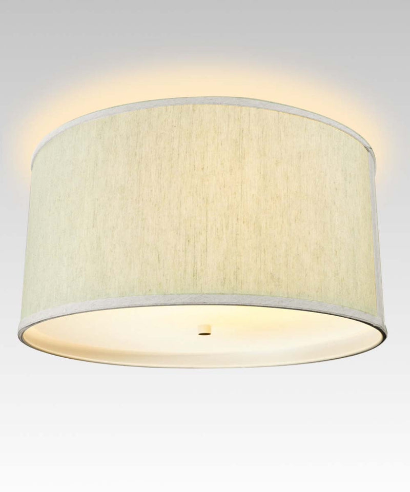 16"W Moderne Flush Mount Conversion Kit Textured Oatmeal Hardback Drum Lampshade