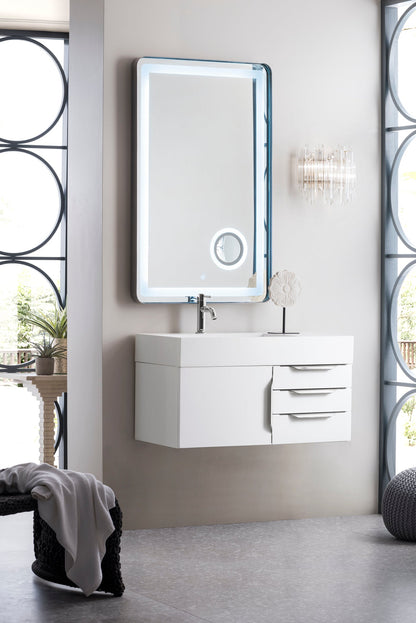 James Martin Columbia 36" Floating Single Bathroom Vanity, Glossy White