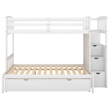 Bunk Bed, Convertible Bottom Bed, Storage Shelves And Drawers