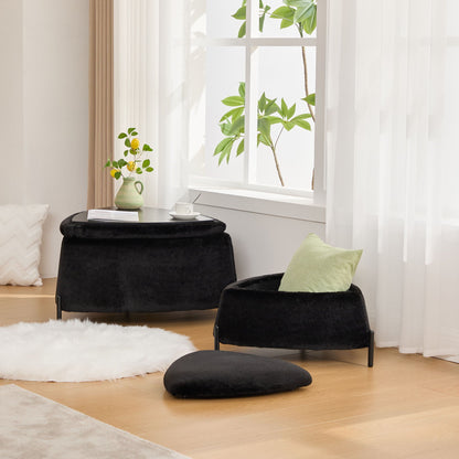 Upholstered Storage Ottoman Set With Reversible Lid