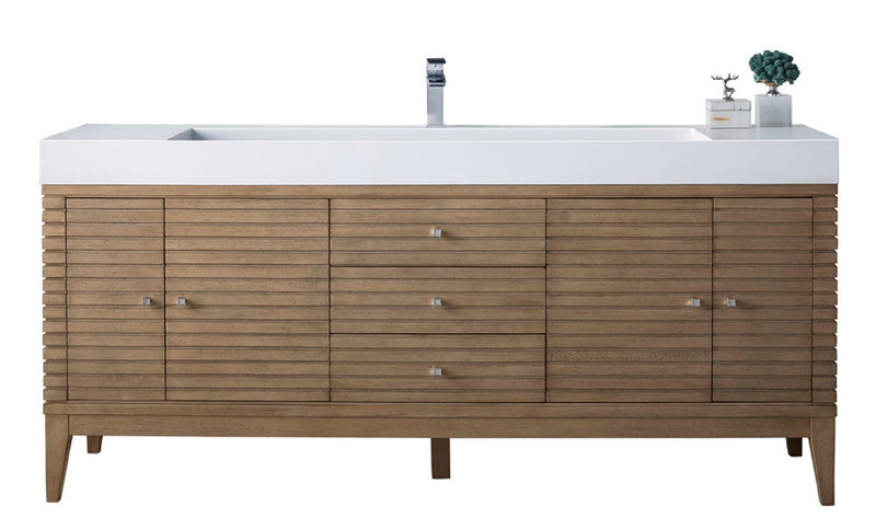 James Martin Linear 72" Single Bathroom Vanity, Whitewashed Walnut