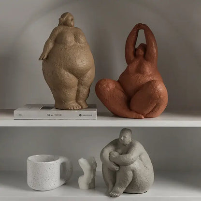 Earthy textured dreaming yoga women figure set – living room decor
