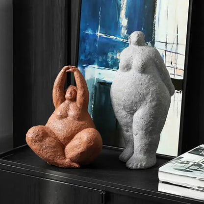 Earthy textured dreaming yoga women figure set – living room decor