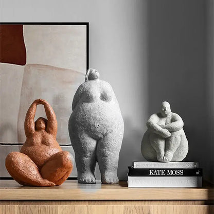 Earthy textured dreaming yoga women figure set – living room decor