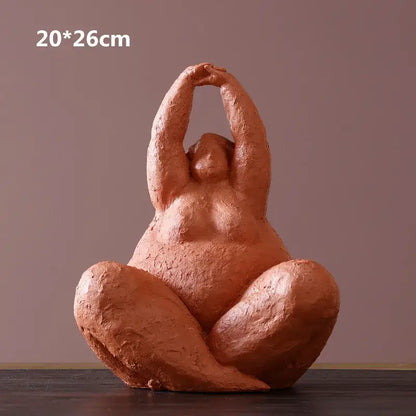 Earthy textured dreaming yoga women figure set – living room decor