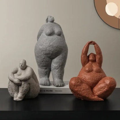 Earthy textured dreaming yoga women figure set – living room decor