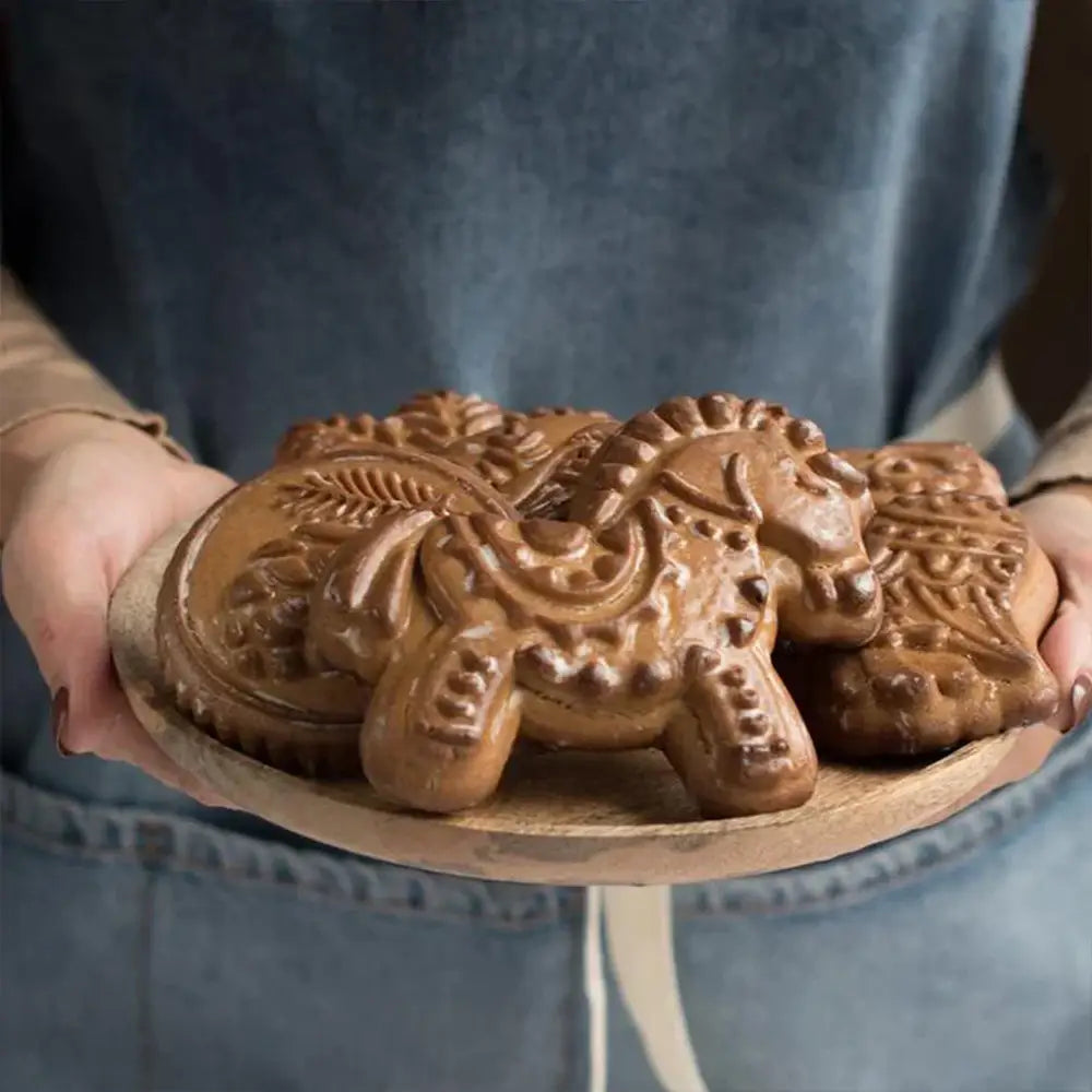 Easter bunny floral wooden mold kitchen gingerbread cake tool