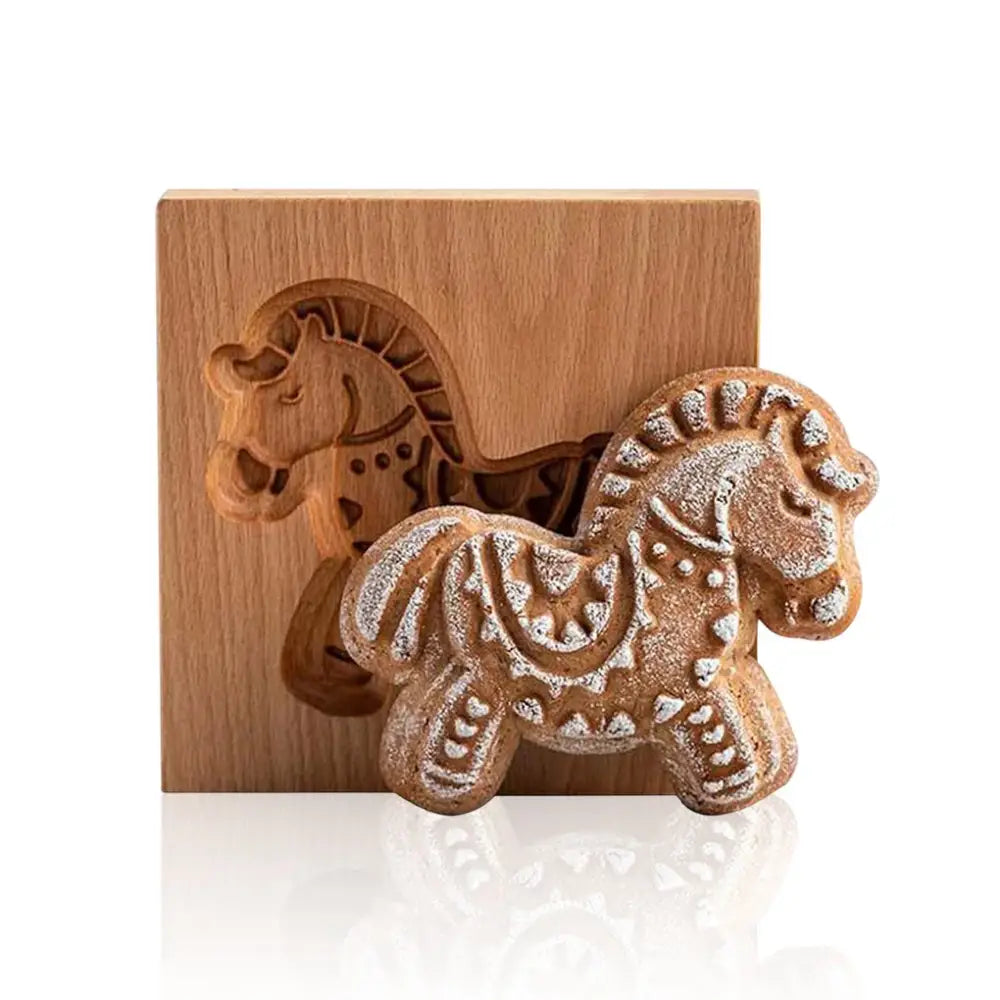 Easter bunny floral wooden mold kitchen gingerbread cake tool