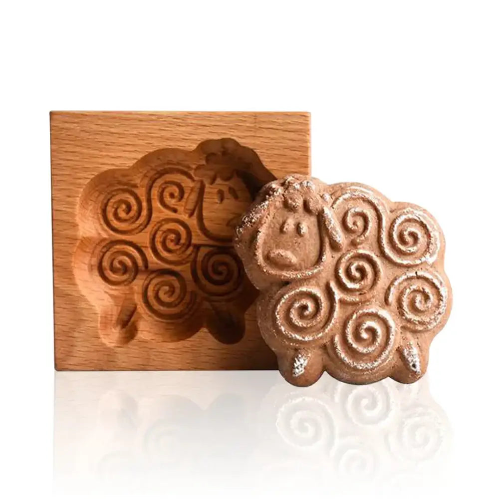 Easter bunny floral wooden mold kitchen gingerbread cake tool