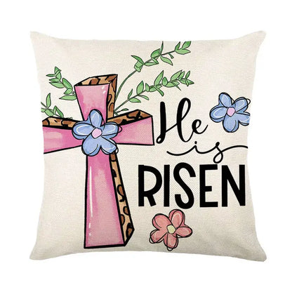 Easter bunny rabbit linen cushion cover – living room floral pillow