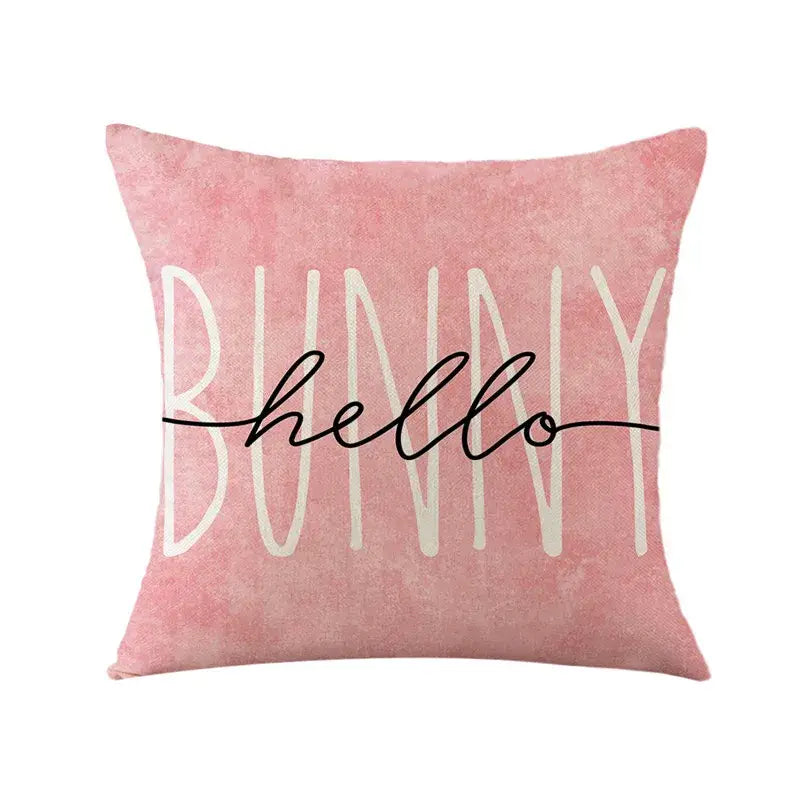 Easter bunny rabbit linen cushion cover – living room floral pillow