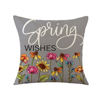 Easter bunny rabbit linen cushion cover – living room floral pillow