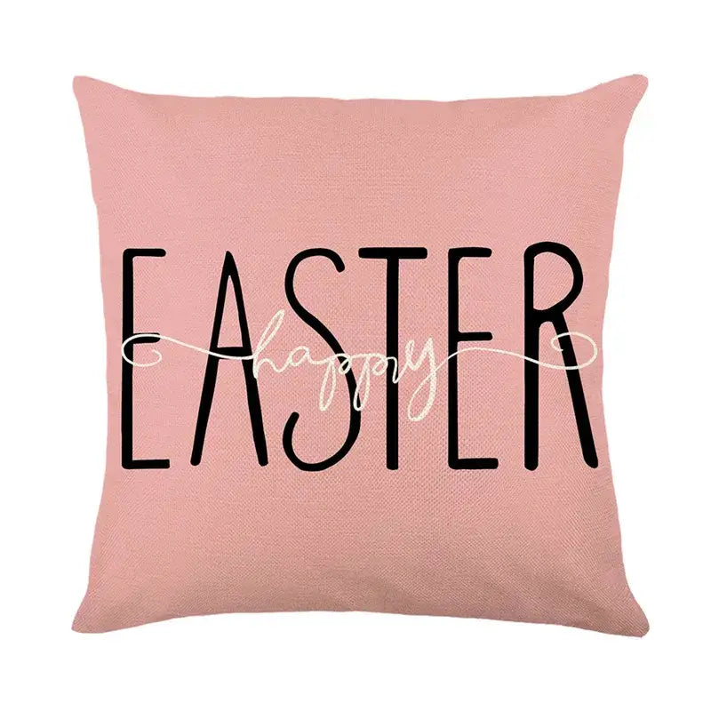 Easter bunny rabbit linen cushion cover – living room floral pillow
