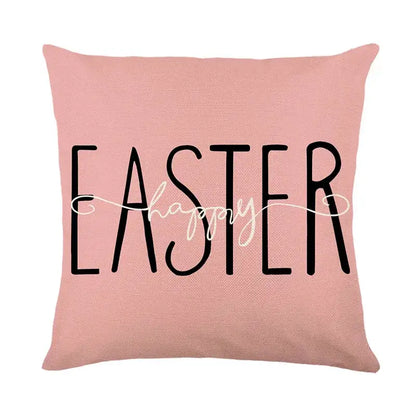 Easter bunny rabbit linen cushion cover – living room floral pillow
