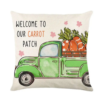 Easter bunny rabbit linen cushion cover – living room floral pillow