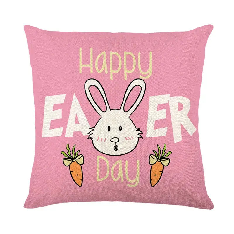 Easter bunny rabbit linen cushion cover – living room floral pillow