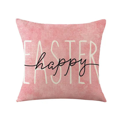 Easter bunny rabbit linen cushion cover – living room floral pillow
