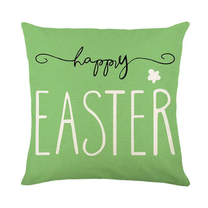 Easter bunny rabbit linen cushion cover – living room floral pillow