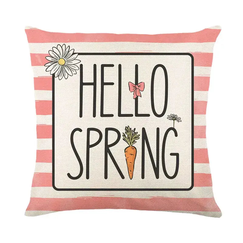 Easter bunny rabbit linen cushion cover – living room floral pillow