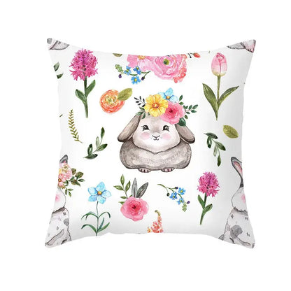Easter rabbit and eggs pillowcase – living room floral decor