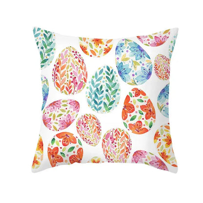 Easter rabbit and eggs pillowcase – living room floral decor