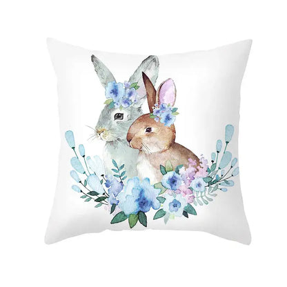 Easter rabbit and eggs pillowcase – living room floral decor