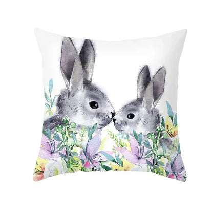 Easter rabbit and eggs pillowcase – living room floral decor