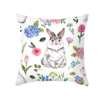 Easter rabbit and eggs pillowcase – living room floral decor