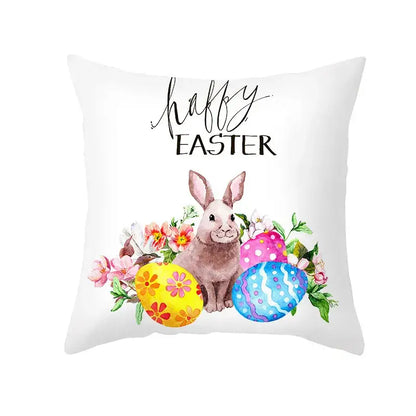 Easter rabbit and eggs pillowcase – living room floral decor