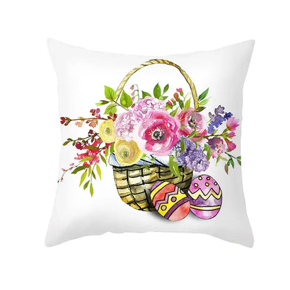 Easter rabbit and eggs pillowcase – living room floral decor