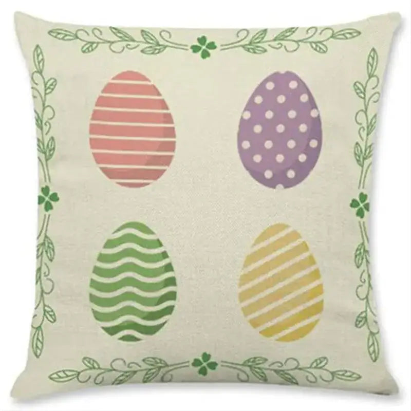 Easter rabbit eggs linen pillowcase set of 4 – living room decor