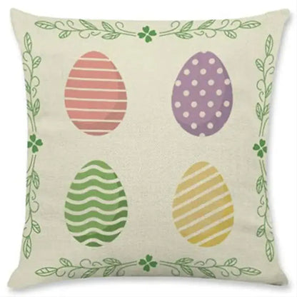 Easter rabbit eggs linen pillowcase set of 4 – living room decor