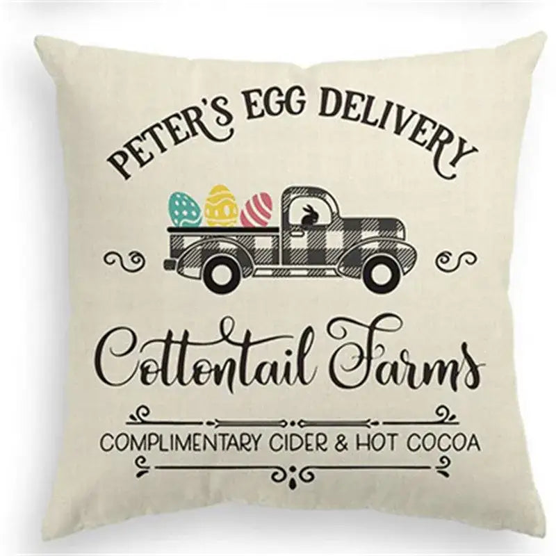 Easter rabbit eggs linen pillowcase set of 4 – living room decor