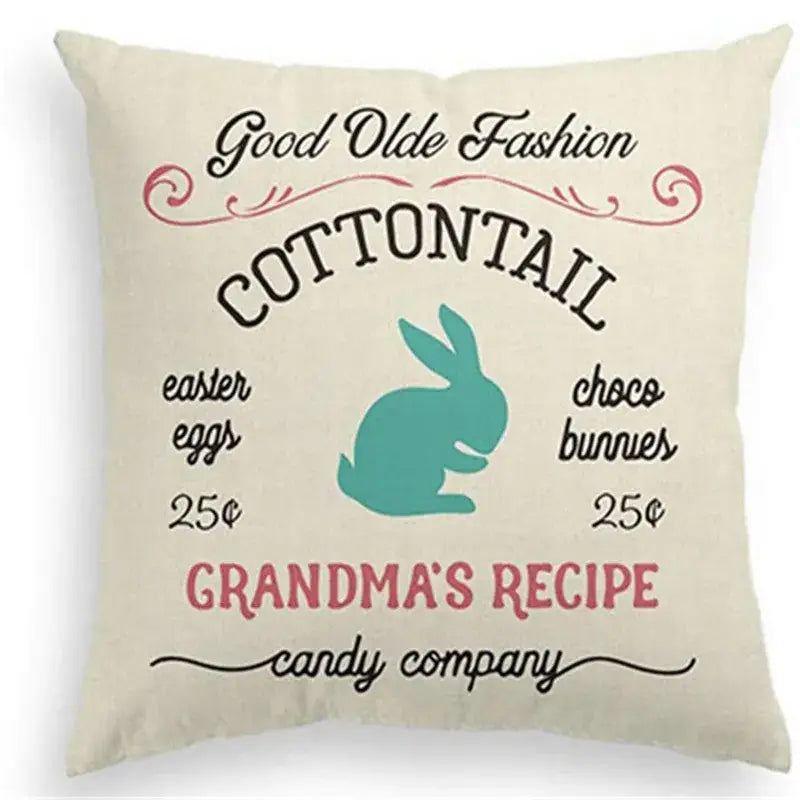 Easter rabbit eggs linen pillowcase set of 4 – living room decor